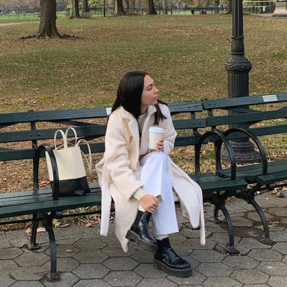 Ganni bouclé white coat size 36